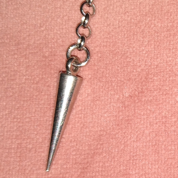 Silver Spike Long Chain Earrings Handmade Goth Steel Ear Wires Punk Biker KATTA - Picture 4 of 8